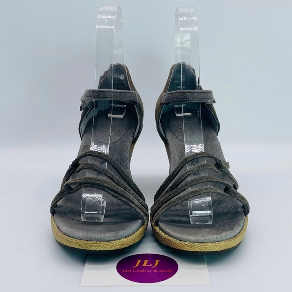 Teva Women's Riviera Taupe Suede Leather Wedge Strappy Sandals 1003968 Size 6 - Picture 2 of 8